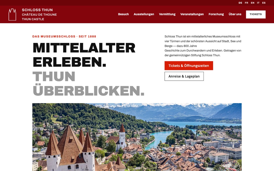 Startseite von schlossthun.ch